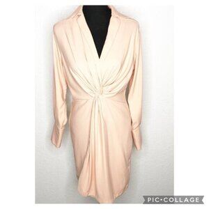 Bryon Lars peach light orange pink twist front shirt dress size 6